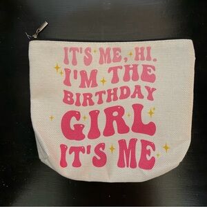 Birthday Girl Canvas Pouch - Pink and Cream